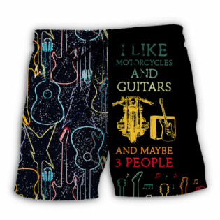 Guitar I Like Motorcycle And Guitar - Beach Short - Owl Ohh - Owl Ohh