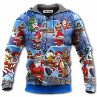 Christmas Santa Claus Drunk Beer Troll Happy Xmas - Hoodie - Owl Ohh - Owl Ohh