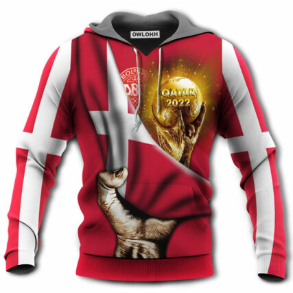 World Cup Qatar 2022 Denmark Will Be The Champion Flag Vintage - Hoodie - Owl Ohh - Owl Ohh