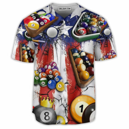 Billiard Independence Day American Flag - Baseball Jersey - Owl Ohh - Owl Ohh