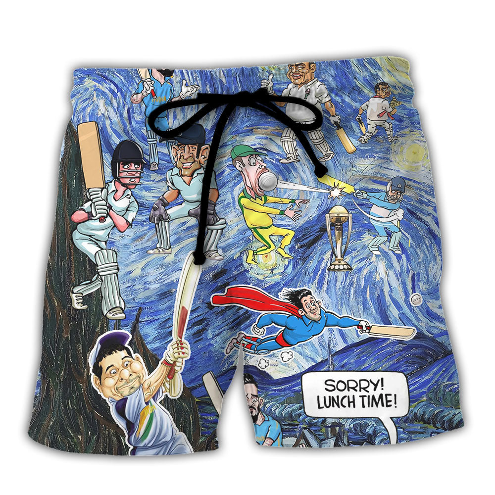 Cricket Sport Funny Play Amazing Starry Night Style - Beach Short - Owl Ohh - Owl Ohh