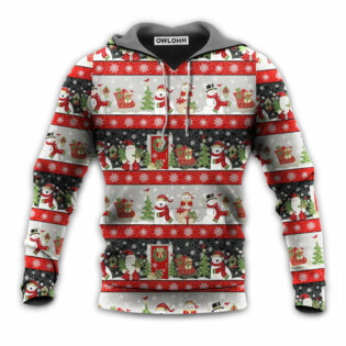 Christmas Santa Claus And Snowman Happy Xmas - Hoodie - Owl Ohh - Owl Ohh