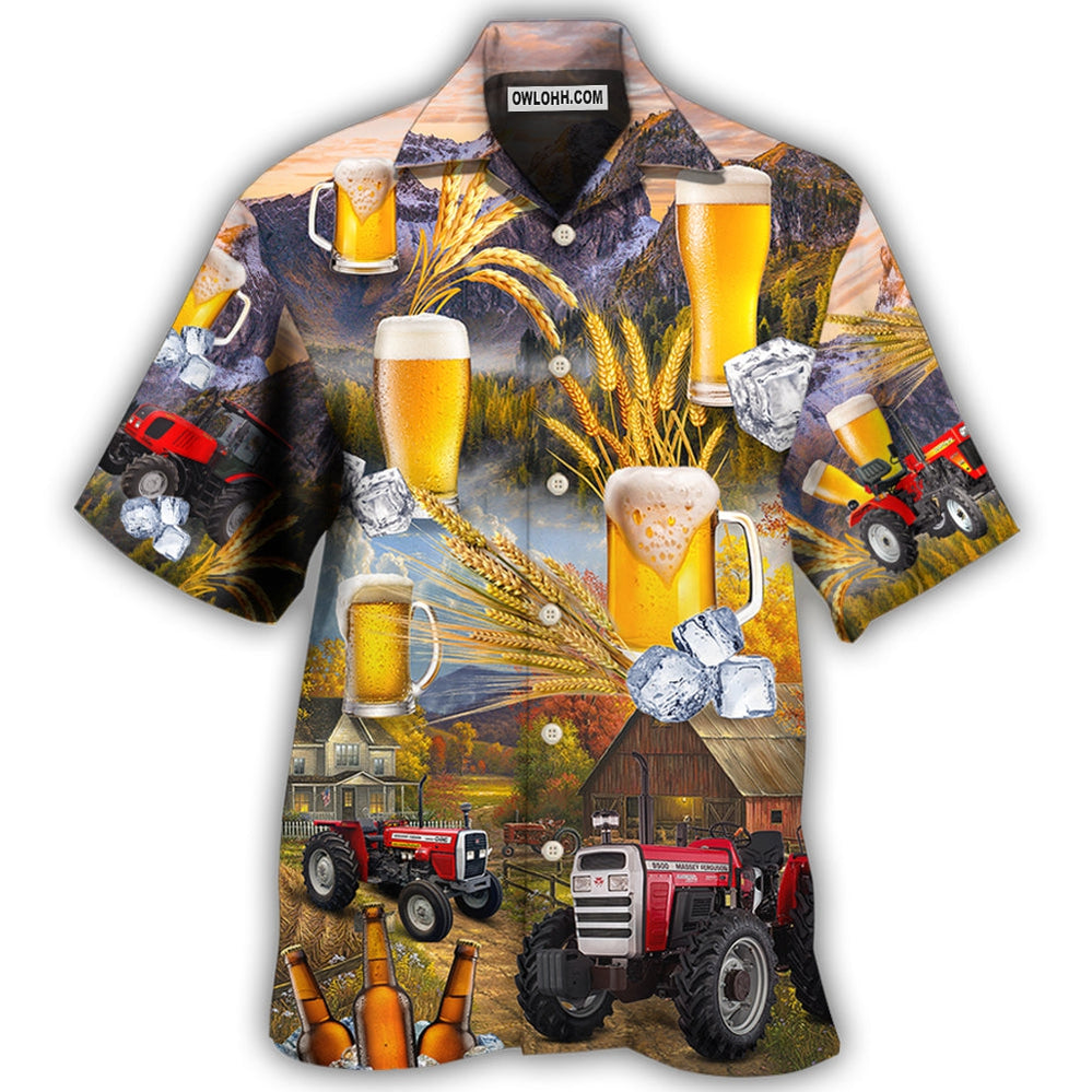 Beer And Tractor Autumn Farm Life - Hawaiian Shirt - Owl Ohh - Owl Ohh
