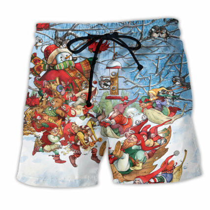 Christmas Gnome Play Winter Christmas - Beach Short - Owl Ohh - Owl Ohh