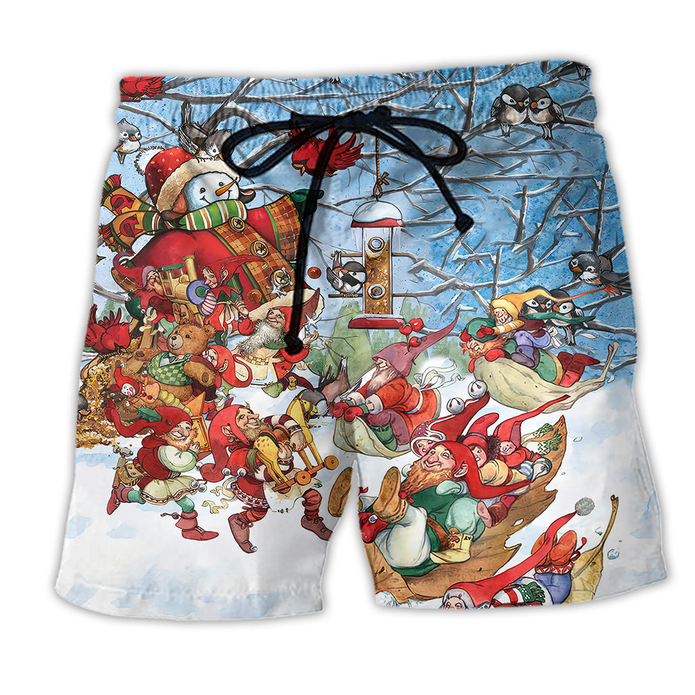 Christmas Gnome Play Winter Christmas - Beach Short - Owl Ohh - Owl Ohh
