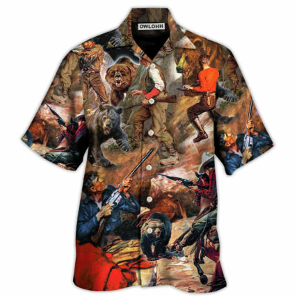 Hunting Bear Cow Boy Cool Art Style - Hawaiian Shirt - Owl Ohh - Owl Ohh