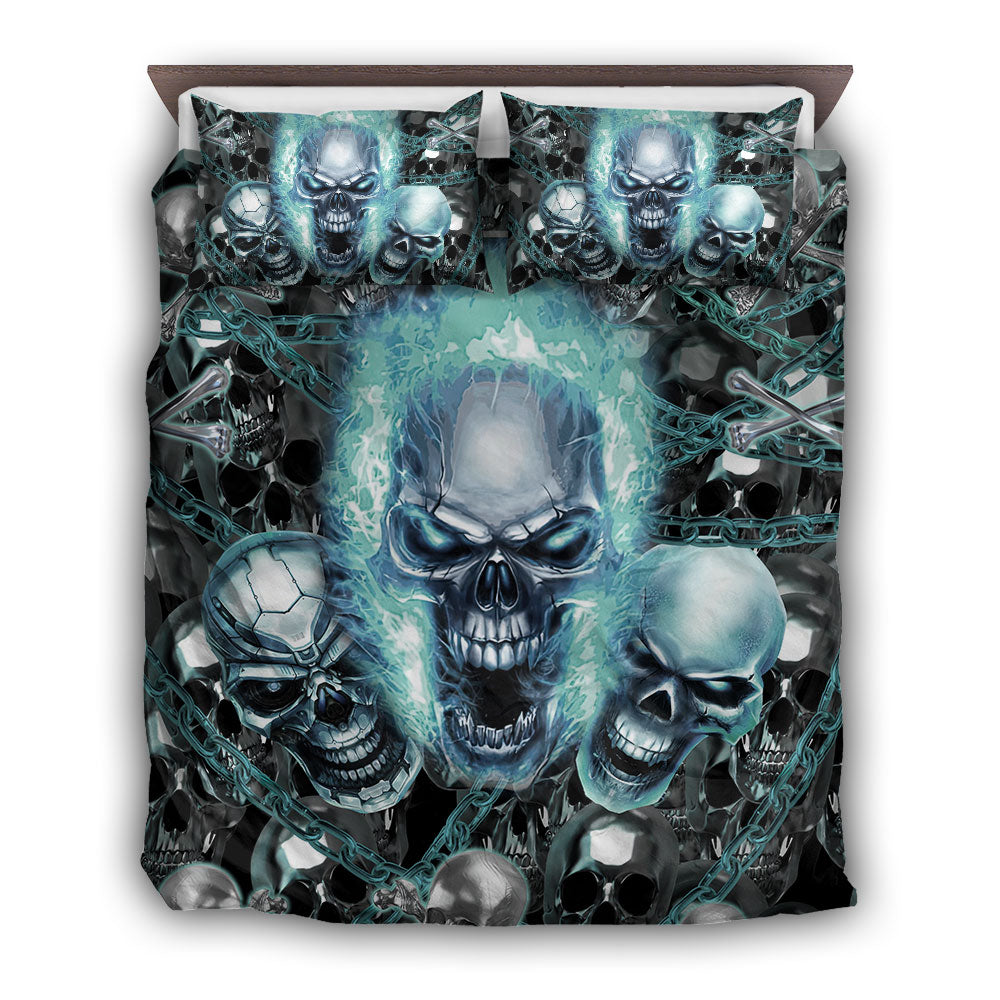 Skull Blue Flame Screaming - Bedding Cover - Owl Ohh - Owl Ohh