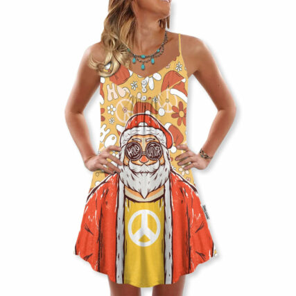 Christmas Santa Cutie Hippie Groovy - V-neck Sleeveless Cami Dress - Owl Ohh - Owl Ohh
