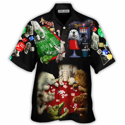 Casino Animals Gathered Around A Craps Table - Hawaiian Shirt - Owl Ohh - Owl Ohh