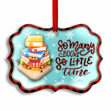 Bookstore Christmas So Many Books So Little Time - Horizonal Ornament - Owl Ohh - Owl Ohh