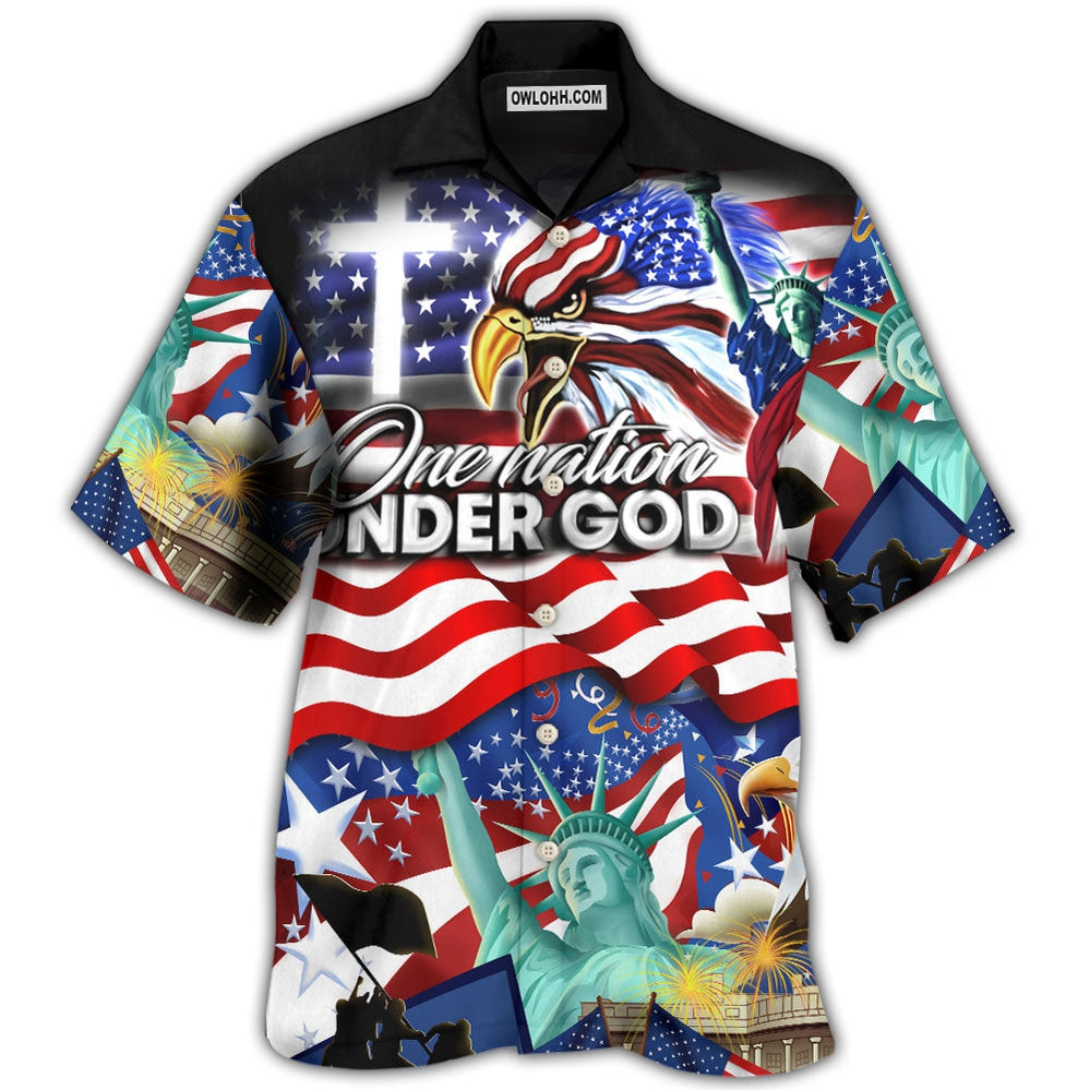 America Independence Day US One Nation Under God - Hawaiian Shirt - Owl Ohh - Owl Ohh