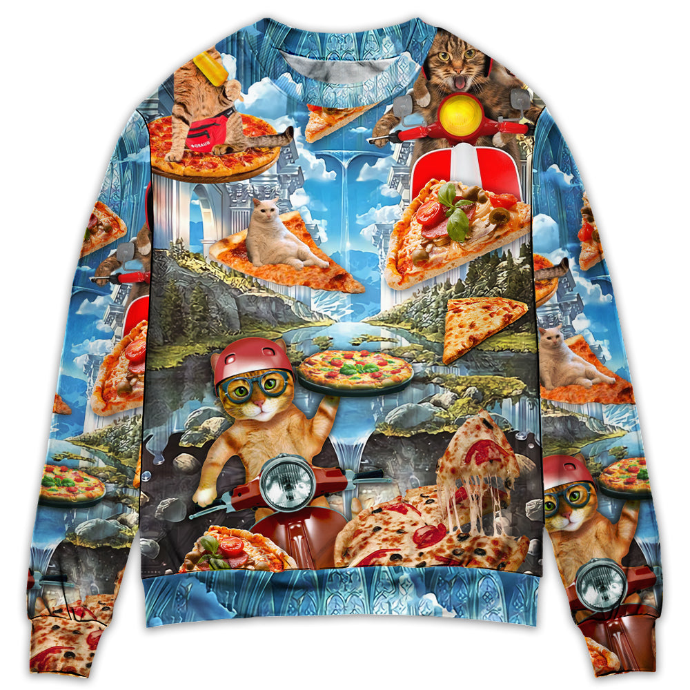 Cat Pizza Cat Funny Style - Sweater - Ugly Christmas Sweaters - Owl Ohh - Owl Ohh
