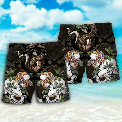 Snake Ball Python Flower Tropical - Beach Short - Owl Ohh - Owl Ohh