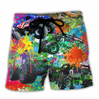 Monster Truck Colorful Painting - Beach Short - Owl Ohh - Owl Ohh