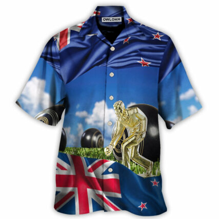 Lawn Bowling The Flag New Zealand Fly With Wind - Hawaiian Shirt - Owl Ohh for men and women, kids - Owl Ohh