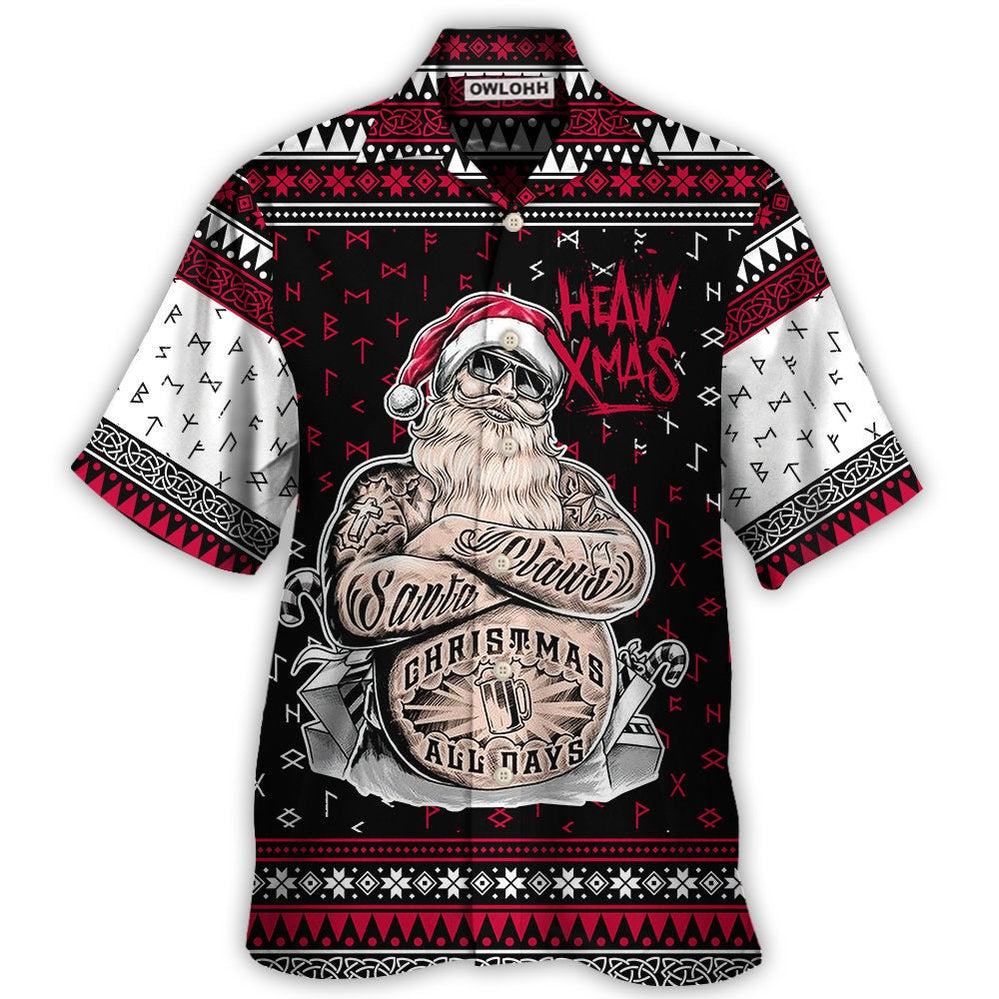 Christmas Tattoo Santa Funny Merry Xmas - Hawaiian Shirt - Owl Ohh - Owl Ohh