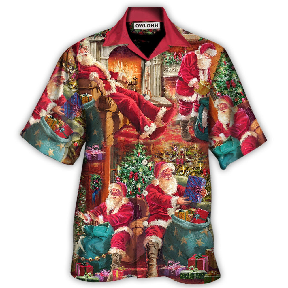 Christmas Santa Claus Story Chilling Happy Xmas Art Style - Hawaiian Shirt - Owl Ohh - Owl Ohh