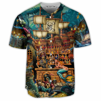 Pirate Skull Treasure Night On The Sea Style - Baseball Jersey - Owl Ohh