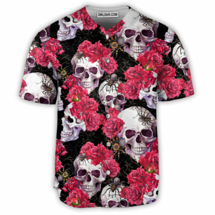 Skull And Rose - Baseball Jersey - Owl Ohh - Owl Ohh