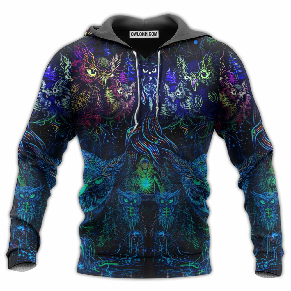Owl And Witch Darkness Colorful - Hoodie - Owl Ohh - Owl Ohh