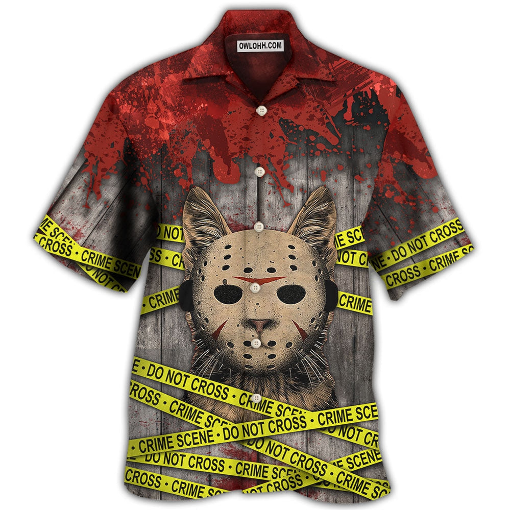 Cat Halloween Horror Cat - Hawaiian Shirt - Owl Ohh - Owl Ohh