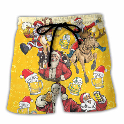 Beer Santa Funny Christmas Merry Xmas - Beach Short - Owl Ohh - Owl Ohh