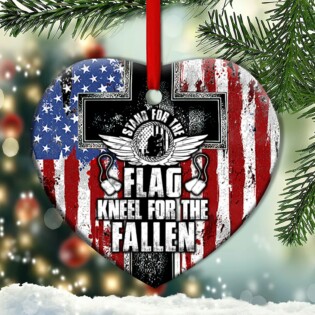 Veteran Stand For The Flag Kneel For The Fallen - Heart Ornament - Owl Ohh - Owl Ohh