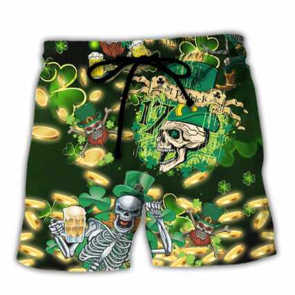 Irish Green Skull Love Beer - Beach Short - Owl Ohh - Owl Ohh