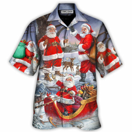Christmas Funny Santa Claus Happy Xmas Is Coming Art - Hawaiian Shirt - Owl Ohh - Owl Ohh