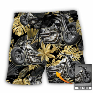 Bobber Motorcycle Tropical Vibe Custom Photo - Beach Short - Owl Ohh - Owl Ohh
