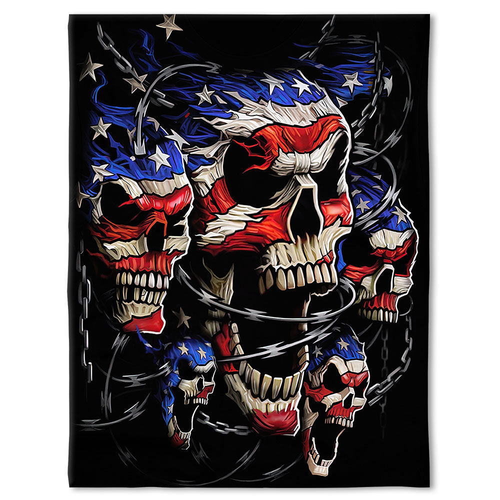 Skull Love America Forever - Flannel Blanket - Owl Ohh - Owl Ohh