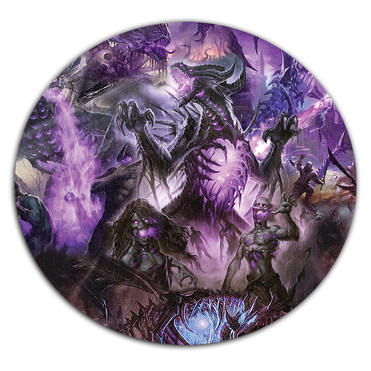 Skull Dragon Love Life Purple - Round Mat - Owl Ohh - Owl Ohh