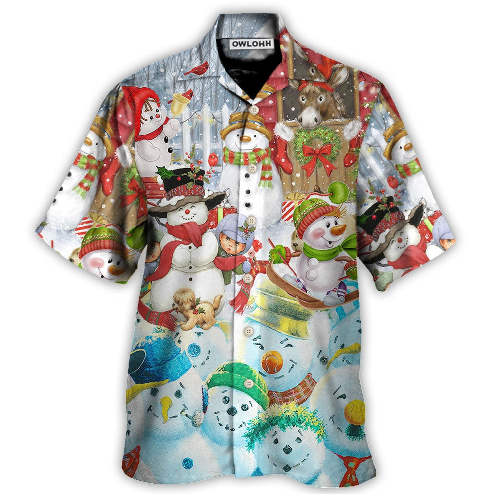 Christmas Snowman Happy Farm Holiday Christmas - Hawaiian Shirt - Owl Ohh - Owl Ohh
