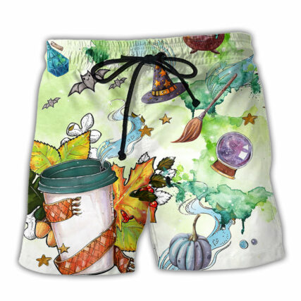 Halloween This Witch Needs Coffee - Beach Short - Owl Ohh - Owl Ohh