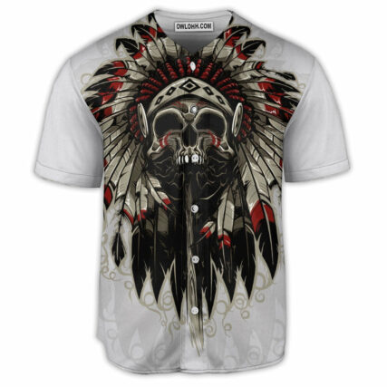 Native American Skull Art Style - Baseball Jersey - Owl Ohh - Owl Ohh