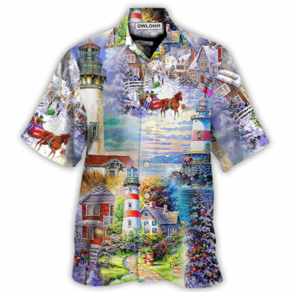 Lighthouse Christmas Santa Through The Storm - Hawaiian Shirt - Owl Ohh - Owl Ohh