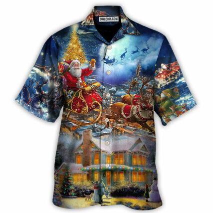 Christmas Santa Claus Snowman Family In Love Light Art Style - Hawaiian Shirt - Owl Ohh - Owl Ohh