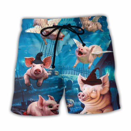Halloween Pig Fly Pumpkin Scary - Beach Short - Owl Ohh - Owl Ohh