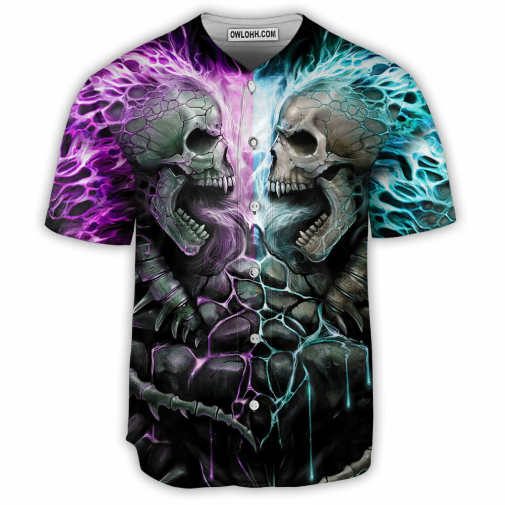 Skull Flaming Skull Style - Baseball Jersey - Owl Ohh - Owl Ohh