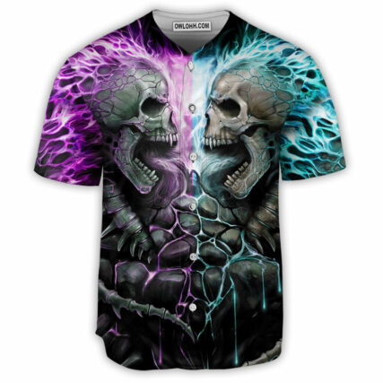 Skull Flaming Skull Style - Baseball Jersey - Owl Ohh - Owl Ohh