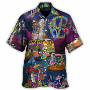 Hippie Funny Skull Dancing Moon Night Amazing Style - Hawaiian Shirt - Owl Ohh - Owl Ohh