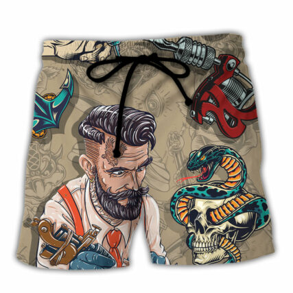 Tattooing Saved Me From Being A Pornstar Funny Tattooed Vintage Style - Beach Short - Owl Ohh-Owl Ohh