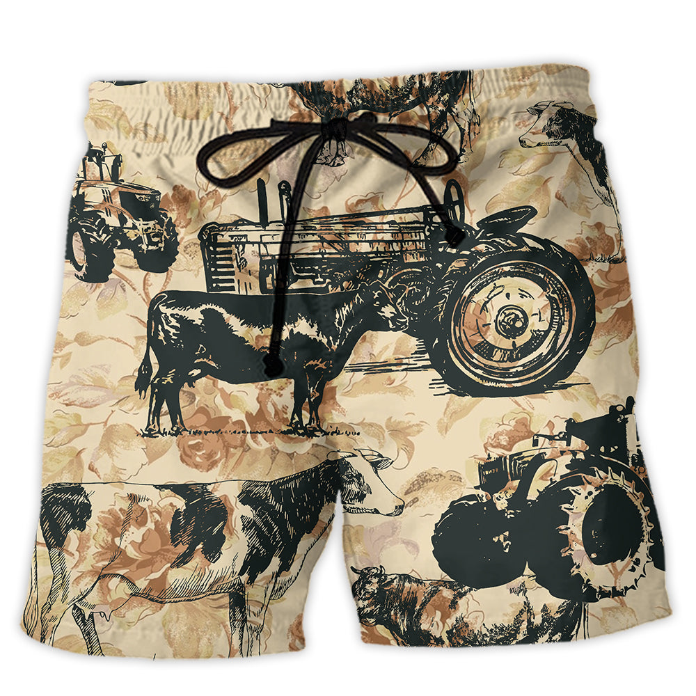 Tractor And Cow I Like - Beach Short - Owl Ohh - Owl Ohh
