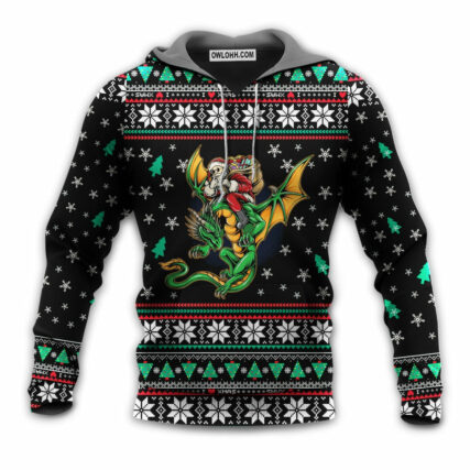 Christmas Santa Claus With Dragon - Hoodie - Owl Ohh - Owl Ohh