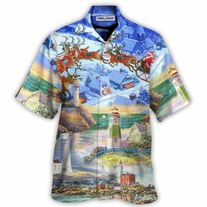 Lighthouse Christmas Santa Be A Lighthouse - Hawaiian Shirt - Owl Ohh - Owl Ohh