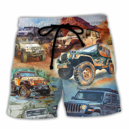Jeep Painting Jeep Vintage - Beach Short - Owl Ohh