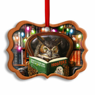 Christmas Funny Owl Lover Book Library Light Decor Tree Hanging - Horizontal Ornament - Owl Ohh - Owl Ohh