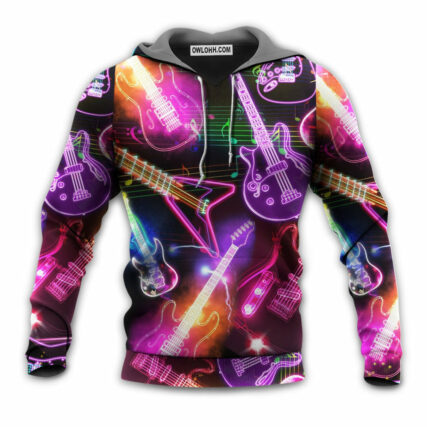 Christmas Guitar Neon Amazing - Hoodie - Owl Ohh - Owl Ohh