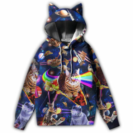 Cat Ride Food In Space - Ears Hoodie - Owl Ohh - Owl Ohh