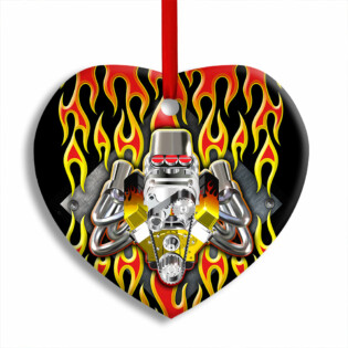 Hot Rod Christmas Flame Christmas Is Coming - Heart Ornament - Owl Ohh - Owl Ohh